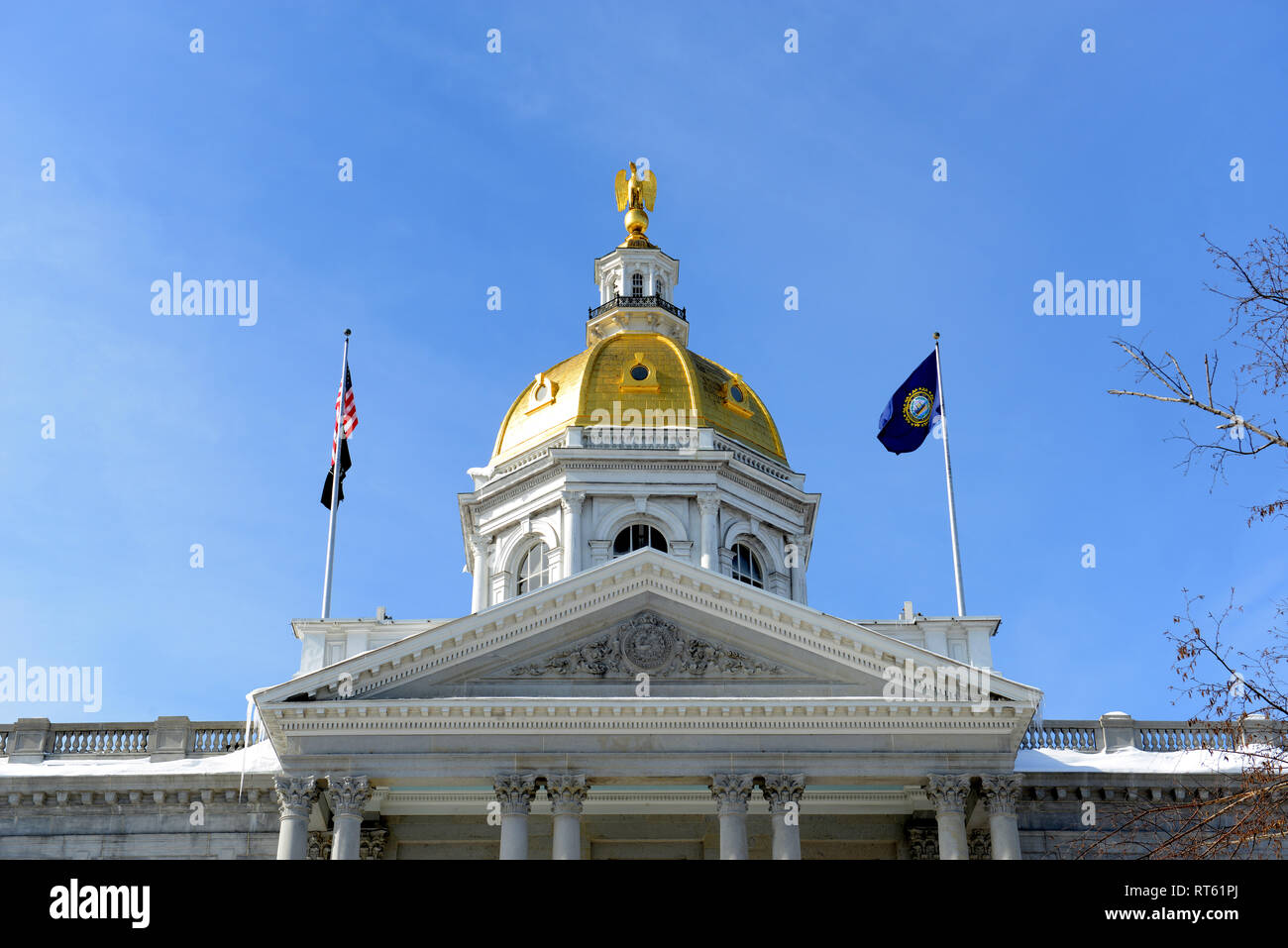 New Hampshire State House in winter, Concord, New Hampshire, USA. New